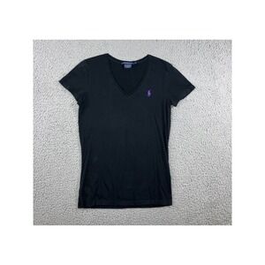 Ralph Lauren Sport V Neck T Shirt Women Small Short Sleeve Embroidered Pony Logo